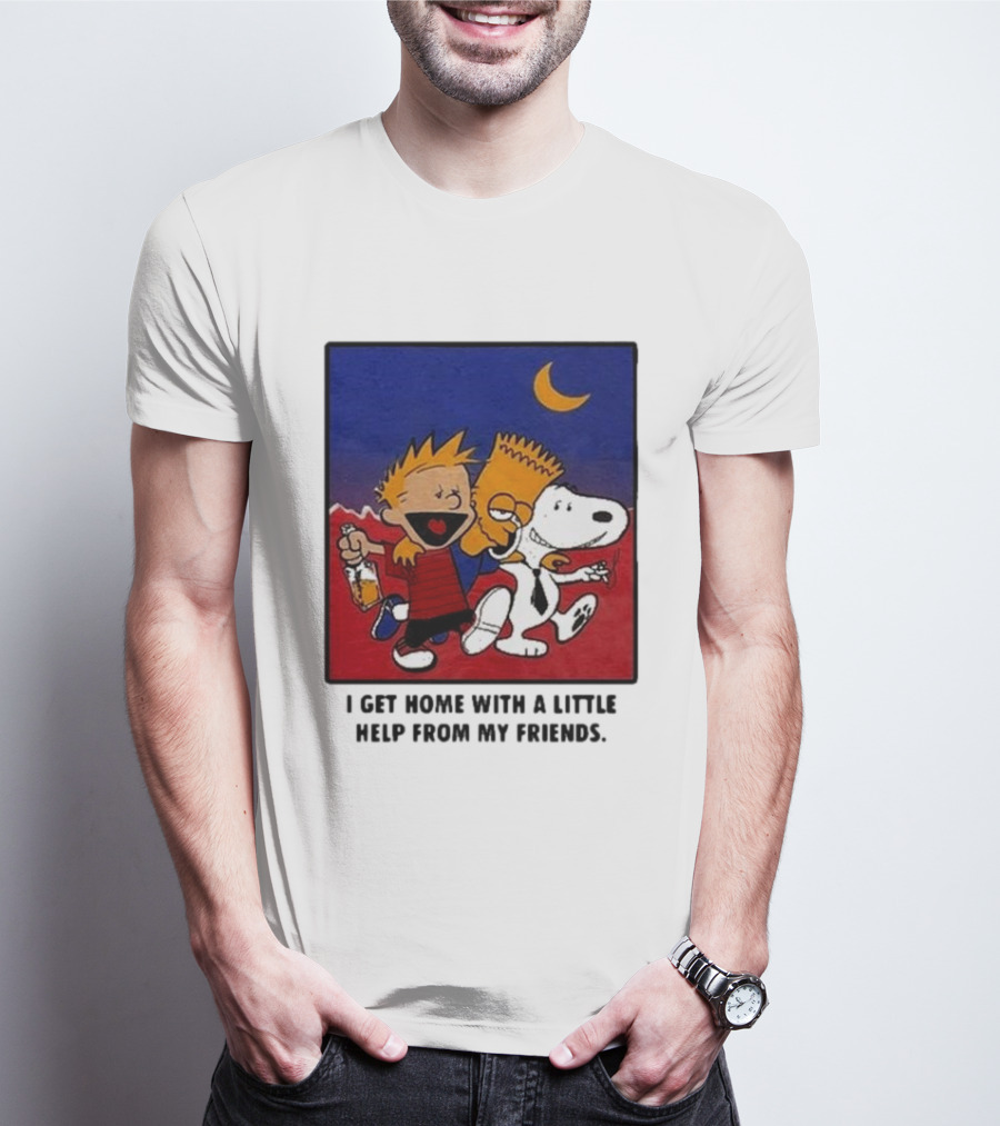 Criminal Simpsons Snoopy And Friends Get Home With A Little Help Under Moon T-Shirt
