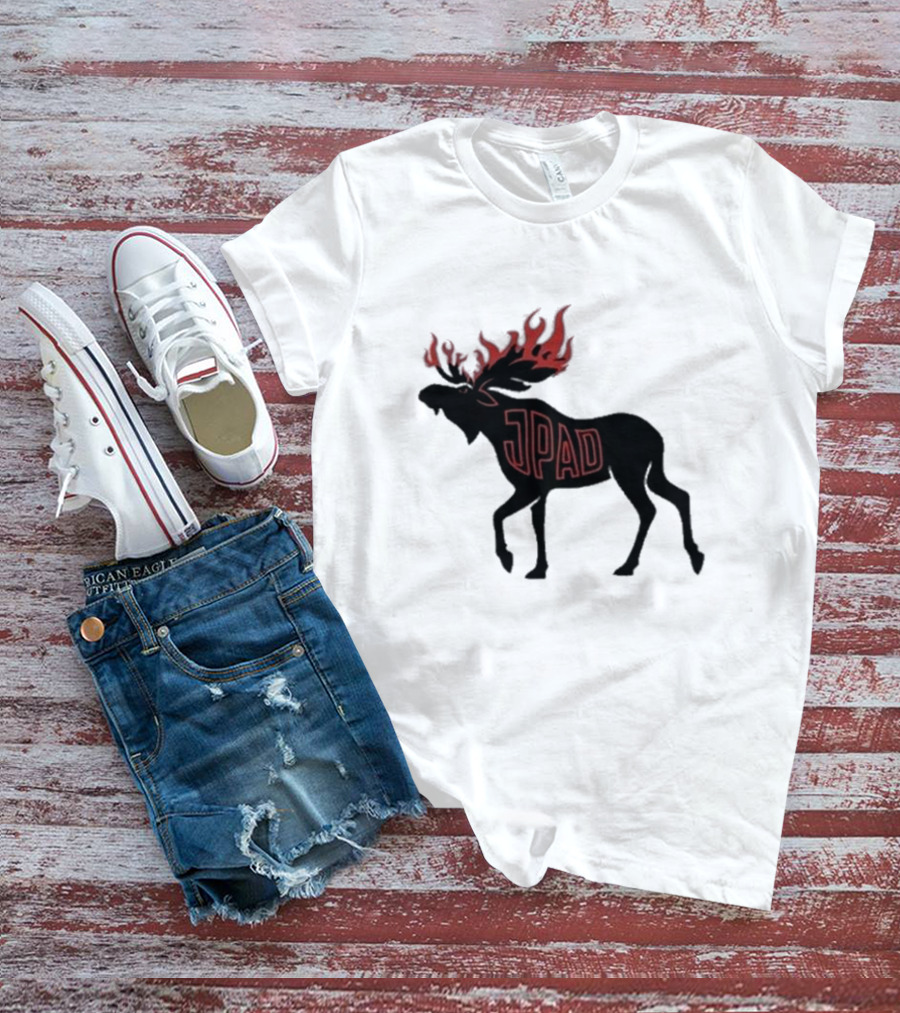 Jared Jpad Moose With Flaming Antlers T-Shirt