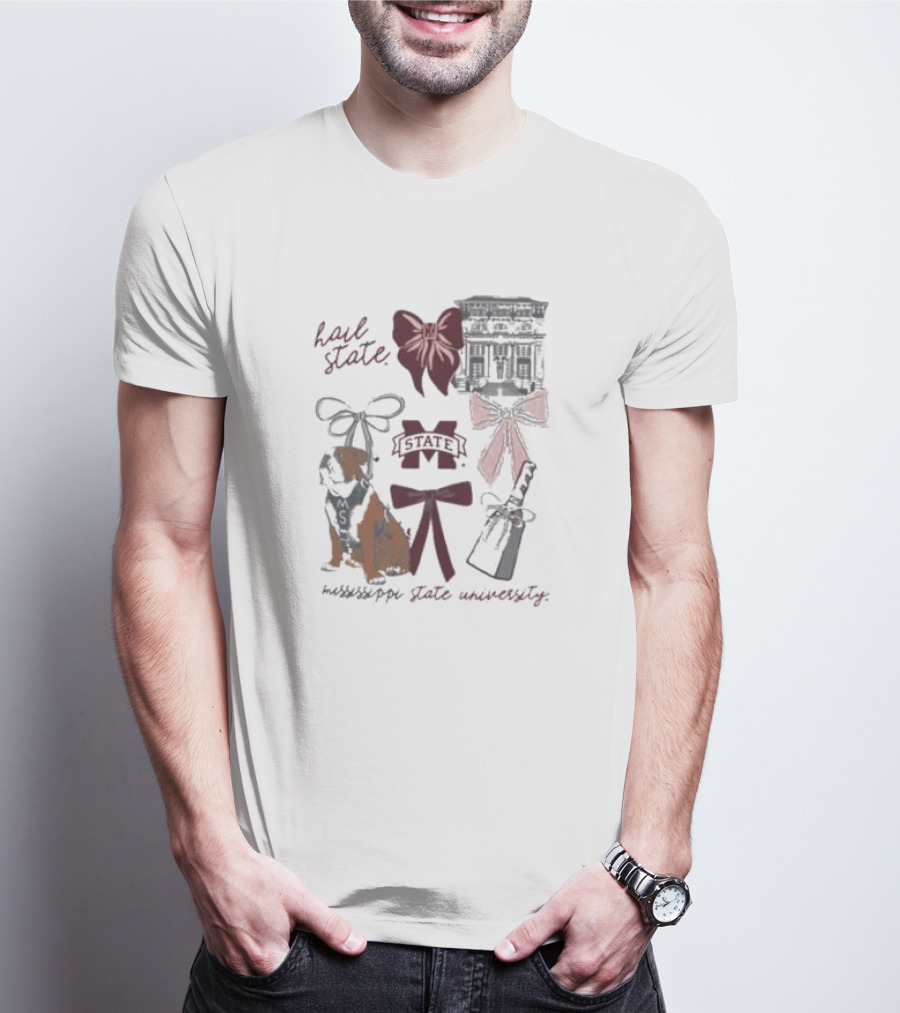 Mississippi State University Hail State Bulldogs Bow Tie Campus Spirit T-Shirt