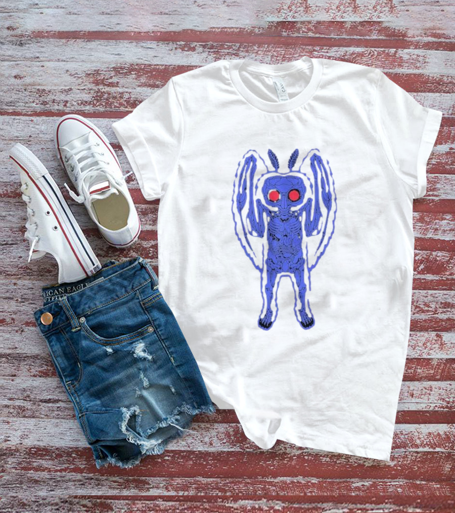 Mothman Anatomy Red-Eyed Skeletal Illustration Drew Wise T-Shirt