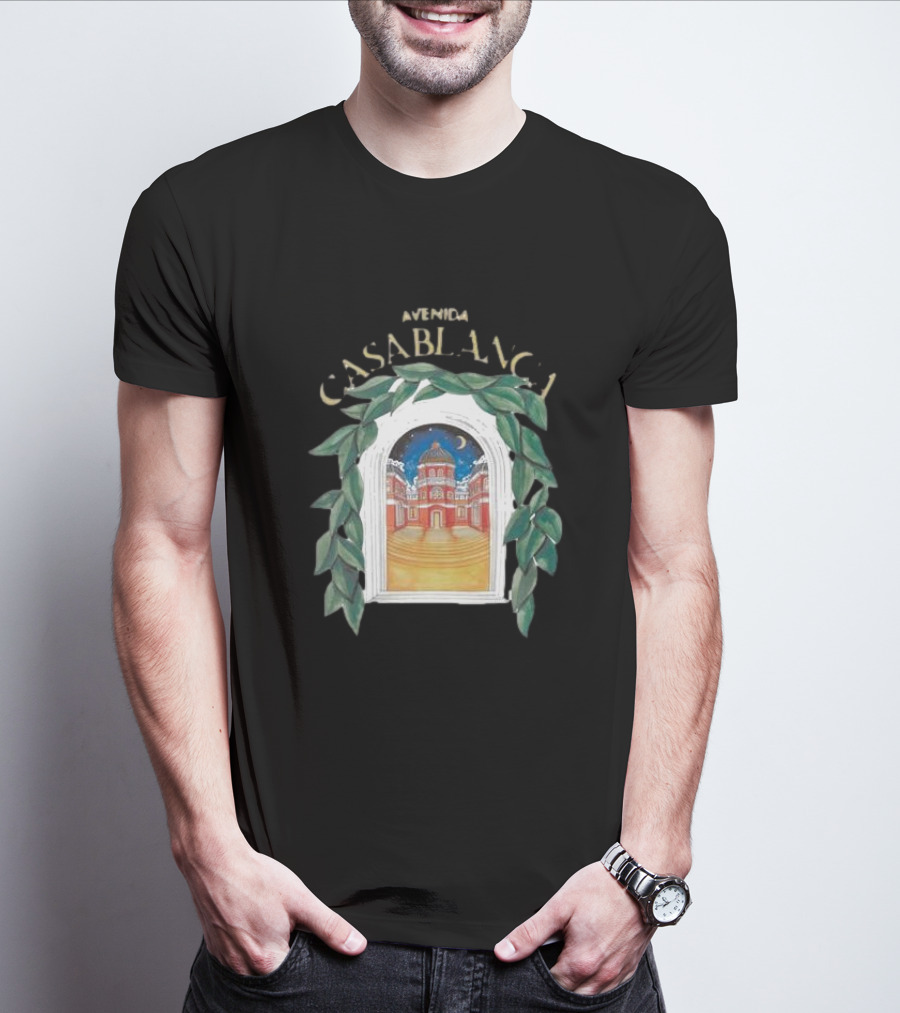 Casablanca Avenida Night Scene With Moonlit Architectural View T-Shirt