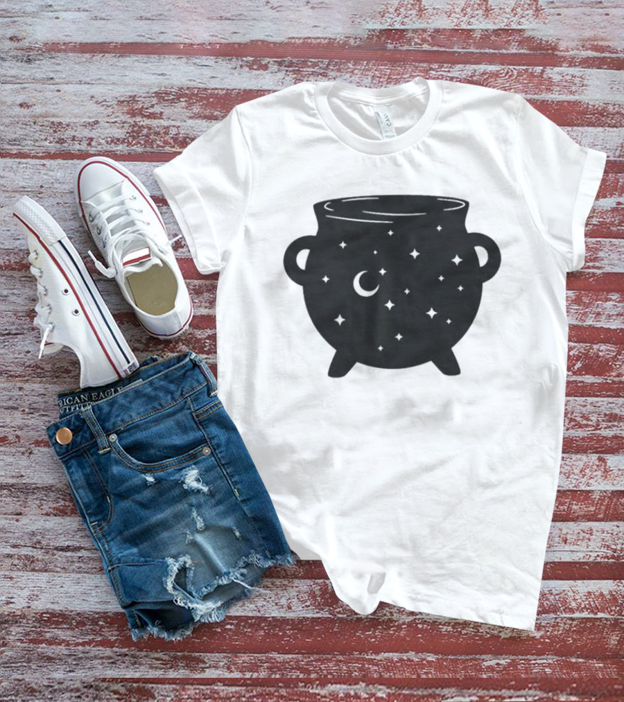 Celestial Cauldron Moon Star Cosmic Mystical Witchy Occult Vintage T-Shirt