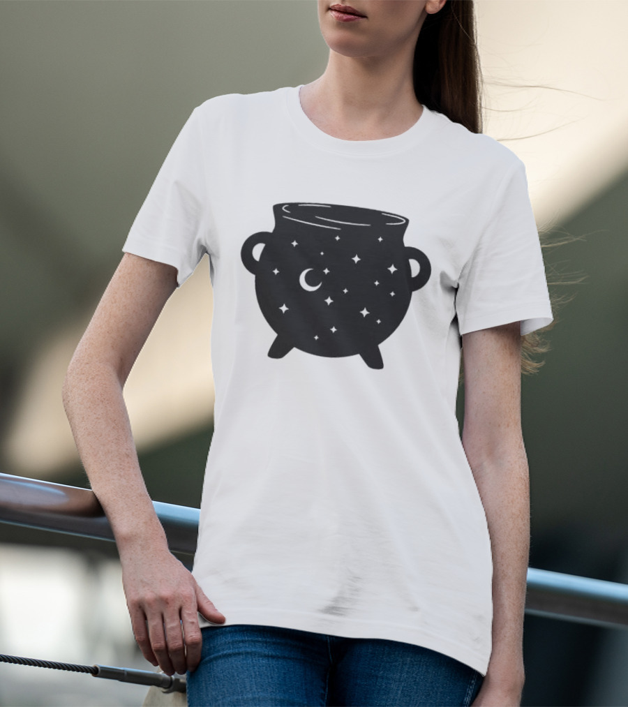 Celestial Cauldron Moon Star Cosmic Mystical Witchy Occult Vintage T-Shirt