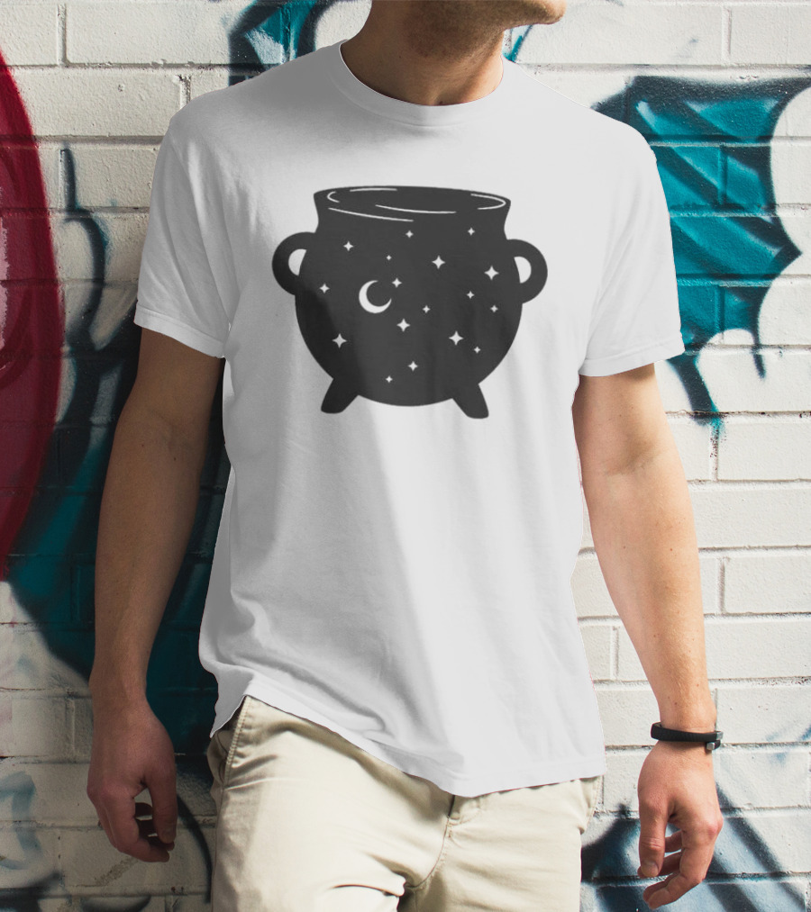 Celestial Cauldron Moon Star Cosmic Mystical Witchy Occult Vintage T-Shirt