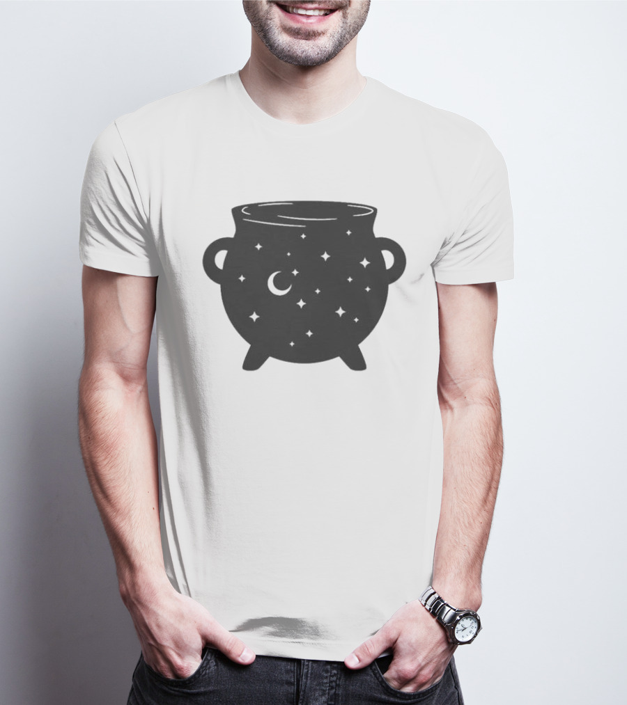 Celestial Cauldron Moon Star Cosmic Mystical Witchy Occult Vintage T-Shirt