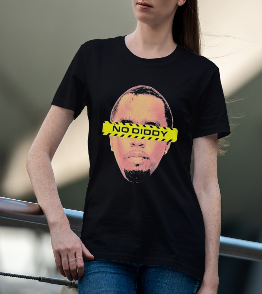 Imtaitianaj Creative Text No Diddy Caution Overlay T-Shirt