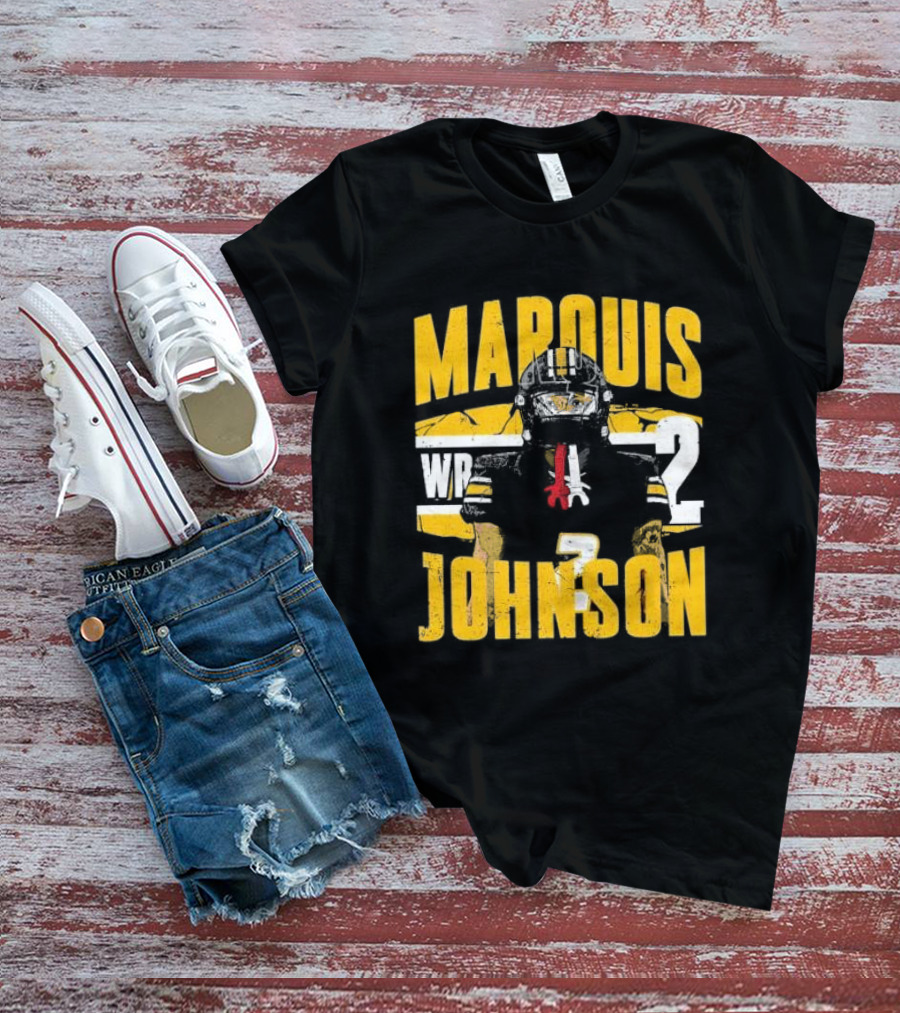 Marquis Johnson WR 2 Football Player Black And Yellow T-Shirt
