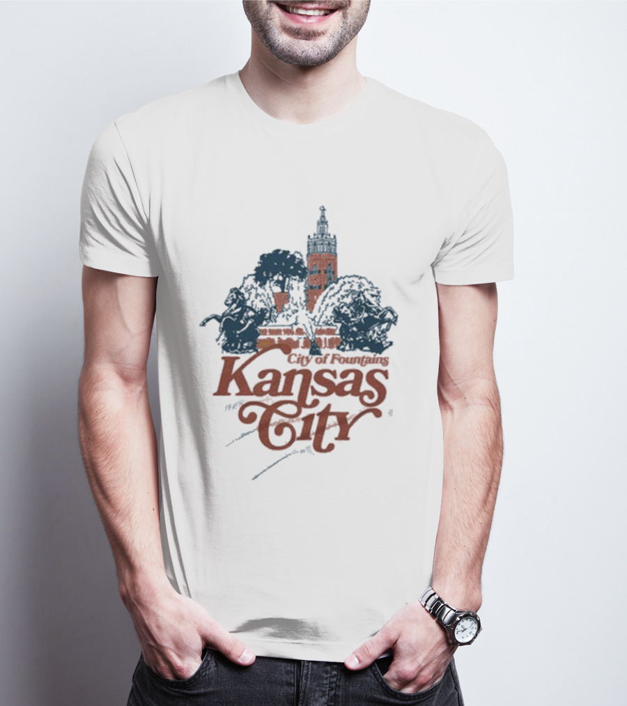 City Of Fountains Kansas City Vintage Skyline And Fountain T-Shirt