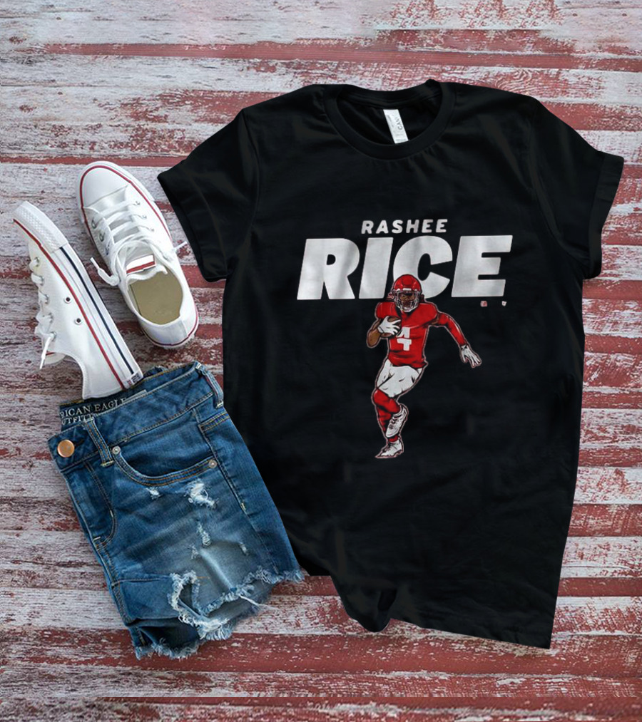 Rashee Rice Football Player Number 4 Red Uniform Action Pose T-Shirt
