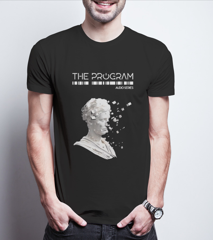 THE PROGRAM AUDIO SERIES Disintegrating Sculptural Head With Digital Fragmentation T-Shirt