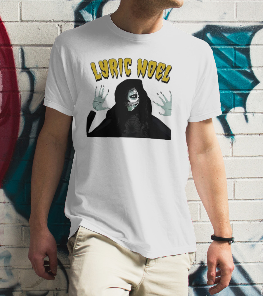 Lyric Noel Hallows Eve Ghostly Figure With Spider Web Face T-Shirt