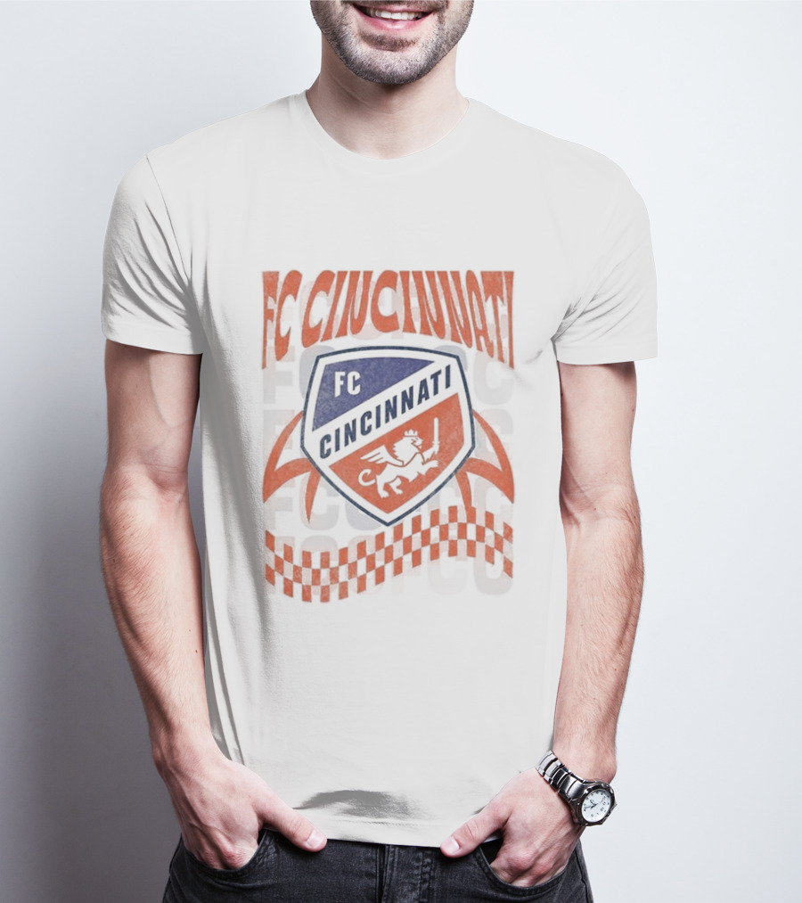 FC Cincinnati Shield Vibes Checking Rampant Lion T-Shirt