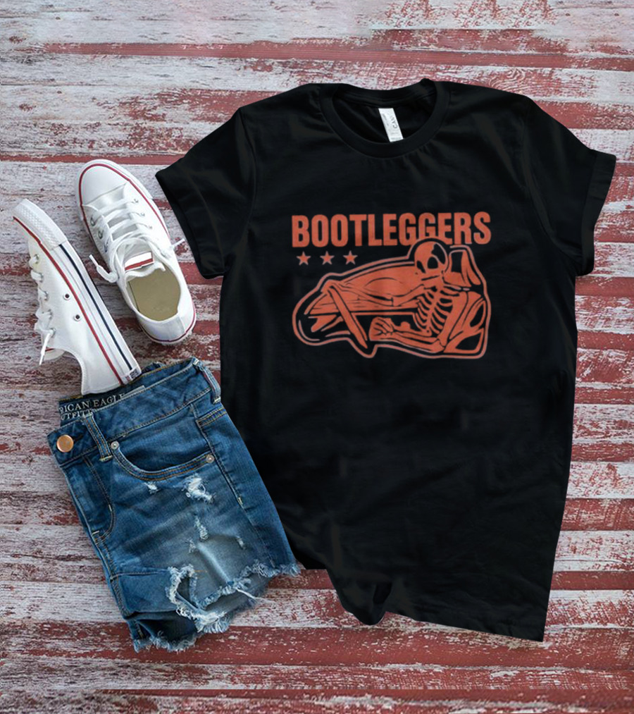 Bootleggers Skeleton Driving With Stars T-Shirt