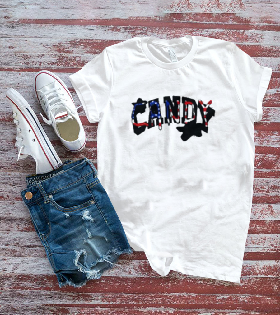 Candy Flipping America Patriotic Red Blue Shadows T-Shirt