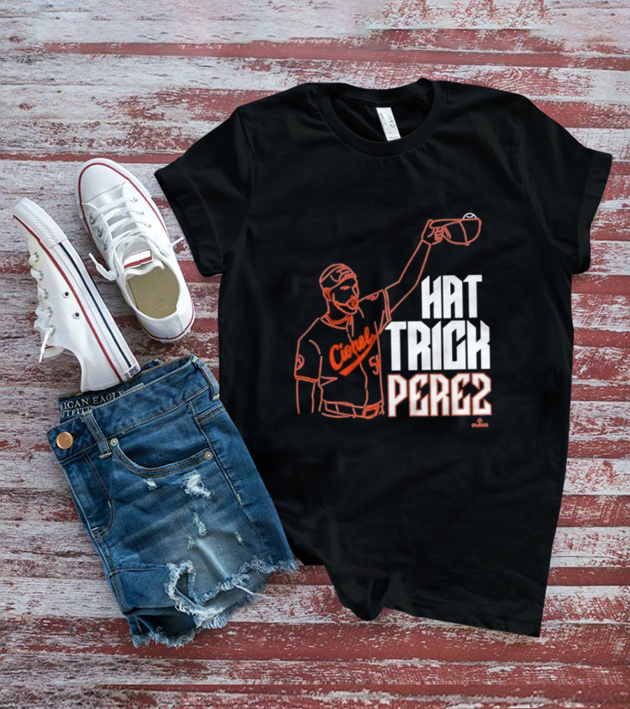 Cionel Perez Celebratory Hat Trick Moment With Orioles Iconography T-Shirt
