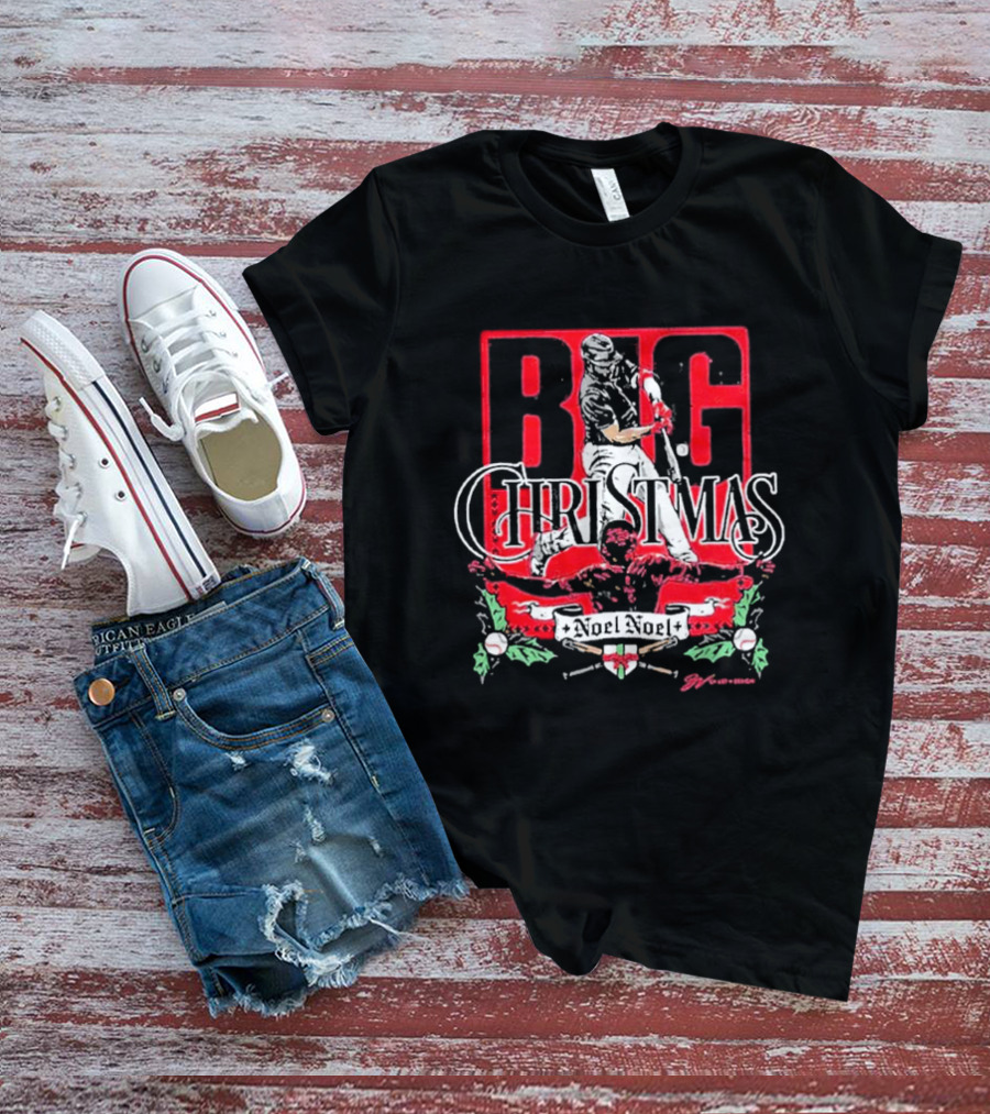 Big Christmas Noel Noel Baseball Player Festive Holiday T-Shirt