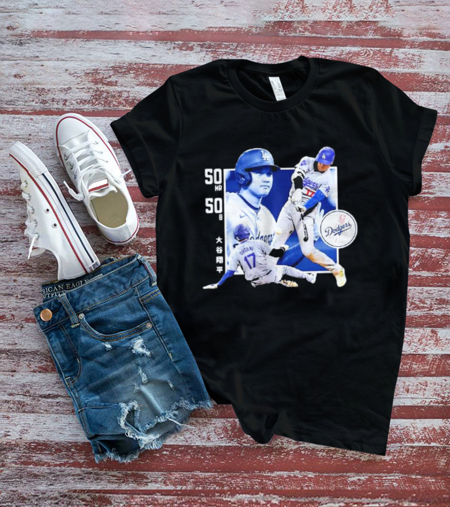 Shohei Ohtani Dodgers 50 HR 50 SB Historic Achievement T-Shirt