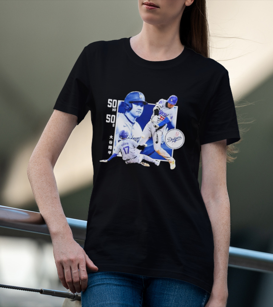 Shohei Ohtani Dodgers 50 HR 50 SB Historic Achievement T-Shirt