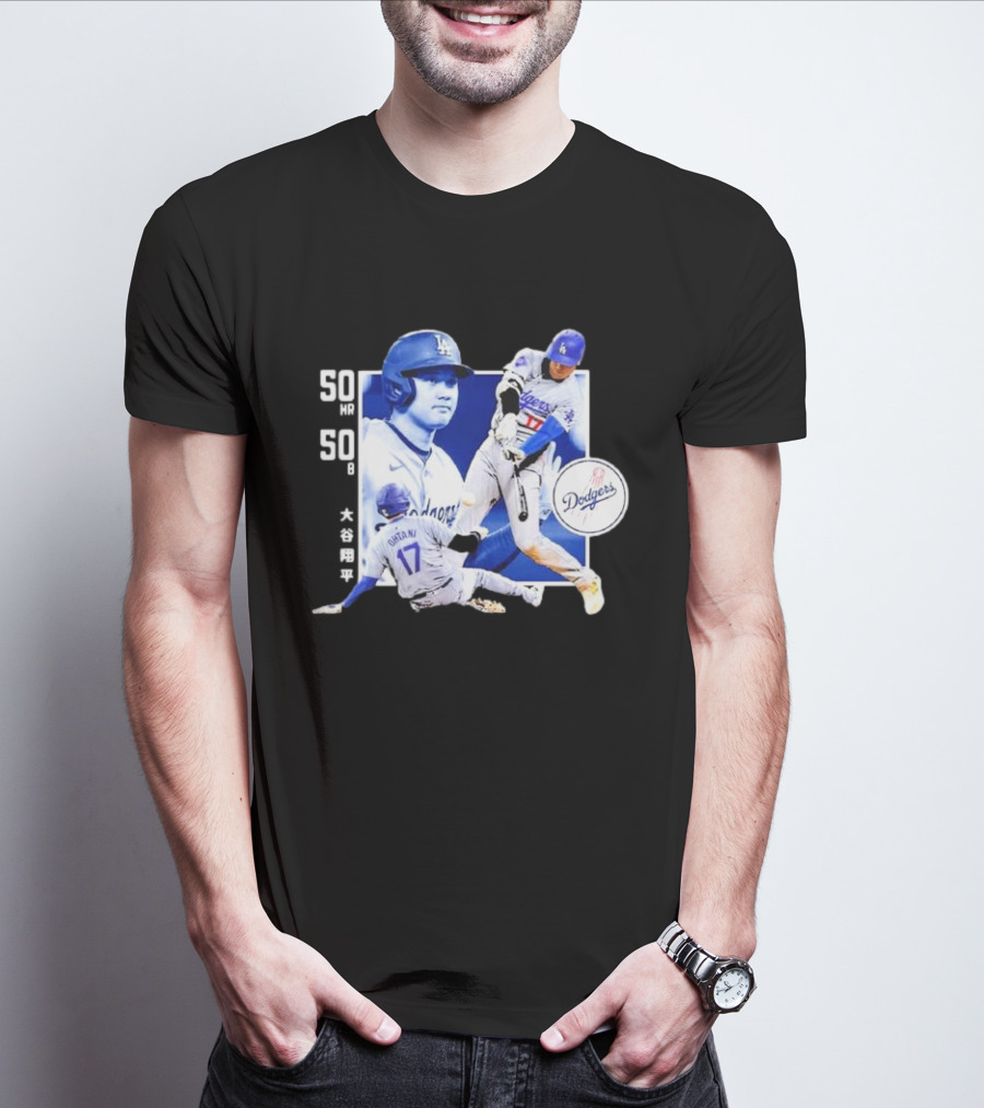 Shohei Ohtani Dodgers 50 HR 50 SB Historic Achievement T-Shirt