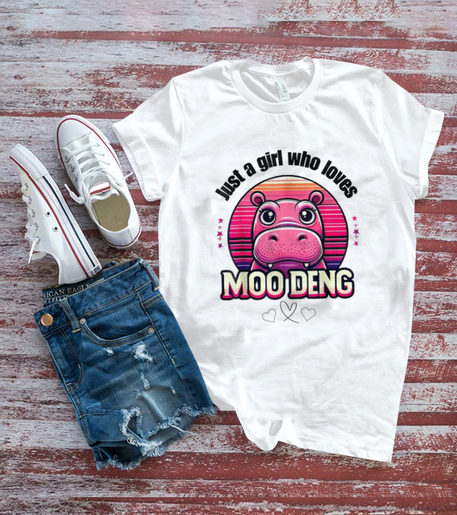 Just A Girl Who Loves Moo Deng Cute Hippo T-Shirt