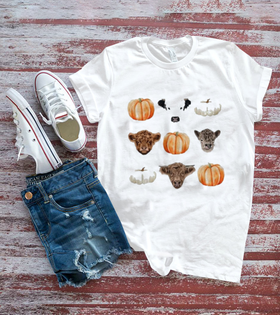Katie Van Slyke Mini Cows Pumpkins Arrangement T-Shirt