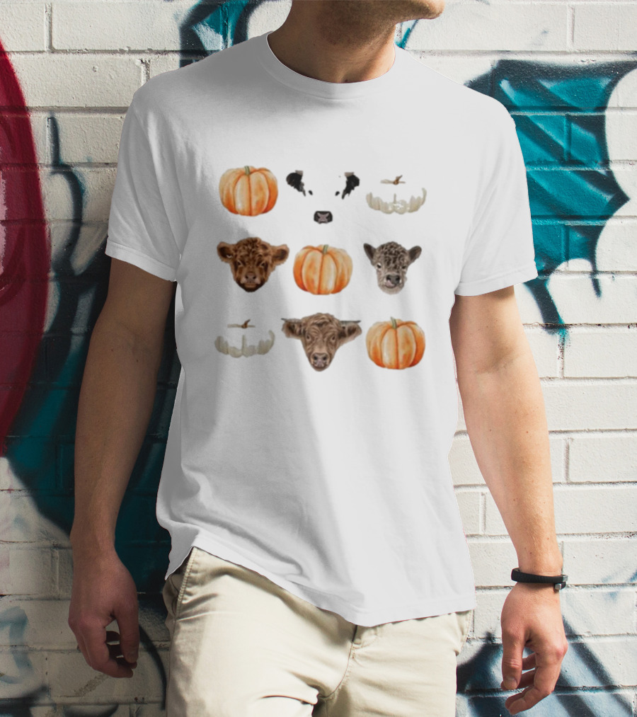 Katie Van Slyke Mini Cows Pumpkins Arrangement T-Shirt