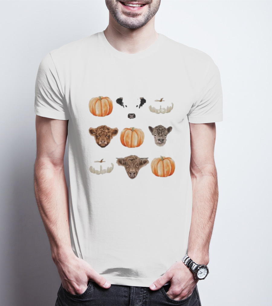 Katie Van Slyke Mini Cows Pumpkins Arrangement T-Shirt