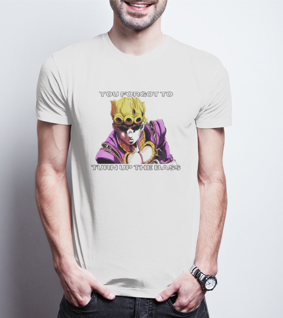 Giorno Giovanna You Forgot To Turn Up The Bass JoJo's Bizarre Adventure Anime Character Vibrant Purple T-Shirt