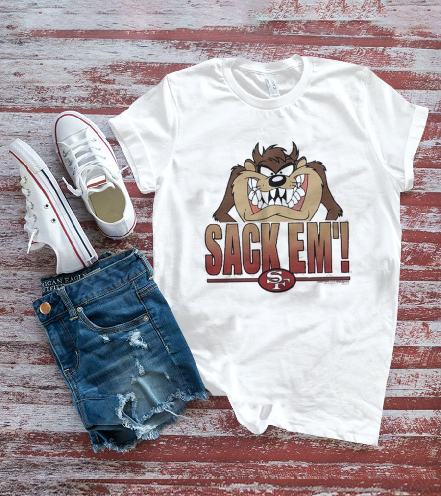Looney Tunes Taz Sack Em’ San Francisco 49ers SF T-Shirt