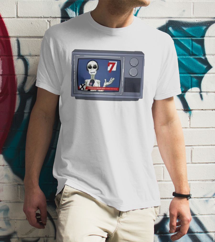 Sammensværgelsen Season 7 Hvid Retro TV Alien News Broadcast T-Shirt