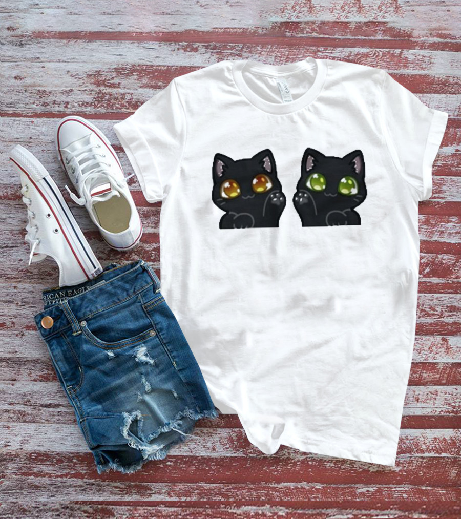 Stream Labs Kitties Black Cats With Colorful Eyes T-Shirt