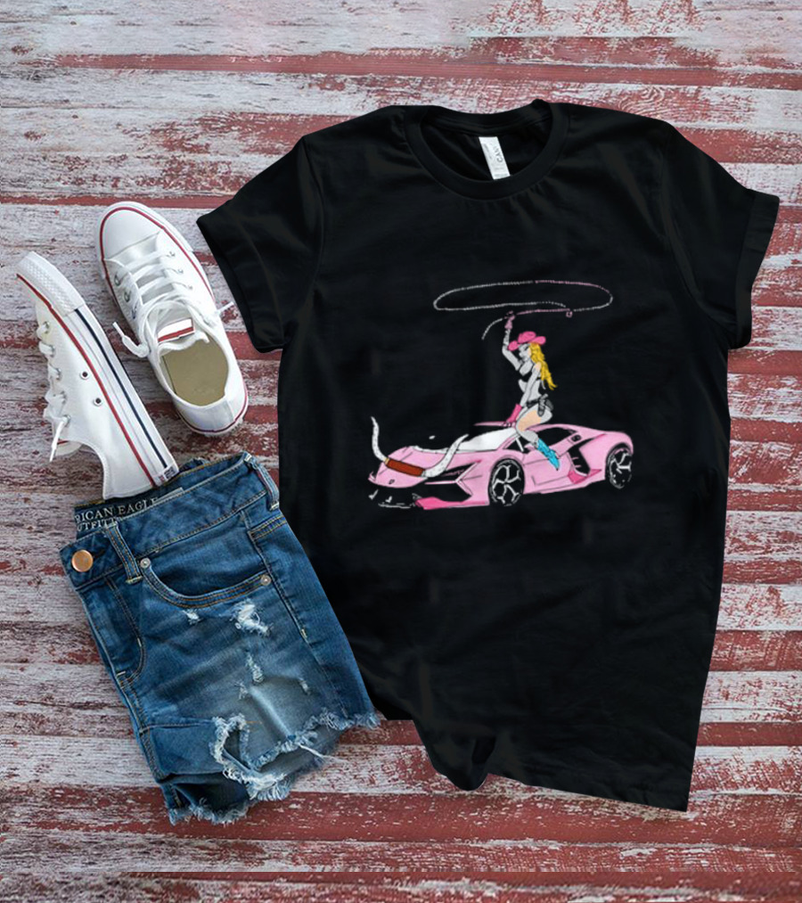 Iggy Azalea The Motherland Singapore Pink Sports Car Cowgirl Lasso T-Shirt