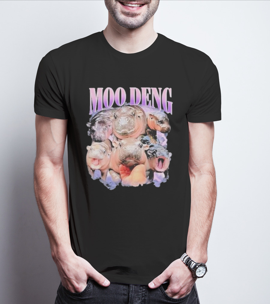 Moo Deng Baby Pygmy Hippo Cute Zoo Family Faces T-Shirt