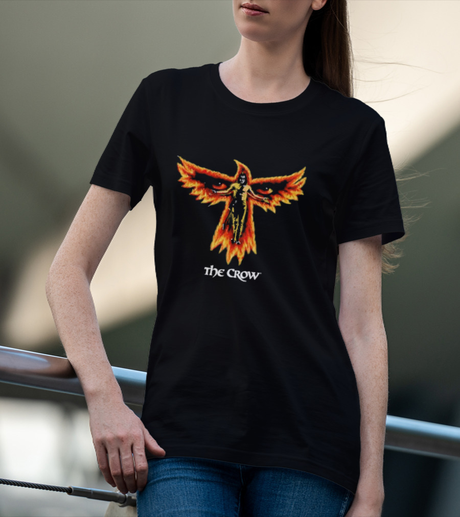 The Crow Firebird Symbol With Gothic Figure T-Shirt