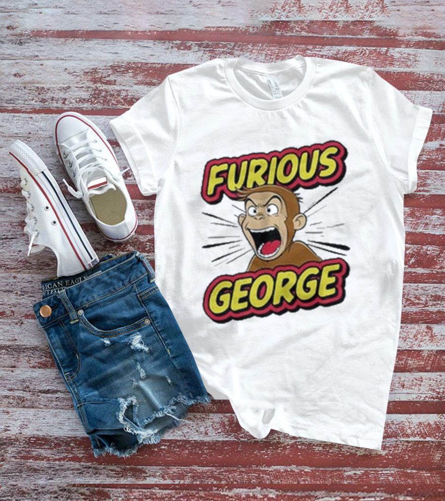 Furious George Monkey Shouting With Bold Comic T-Shirt
