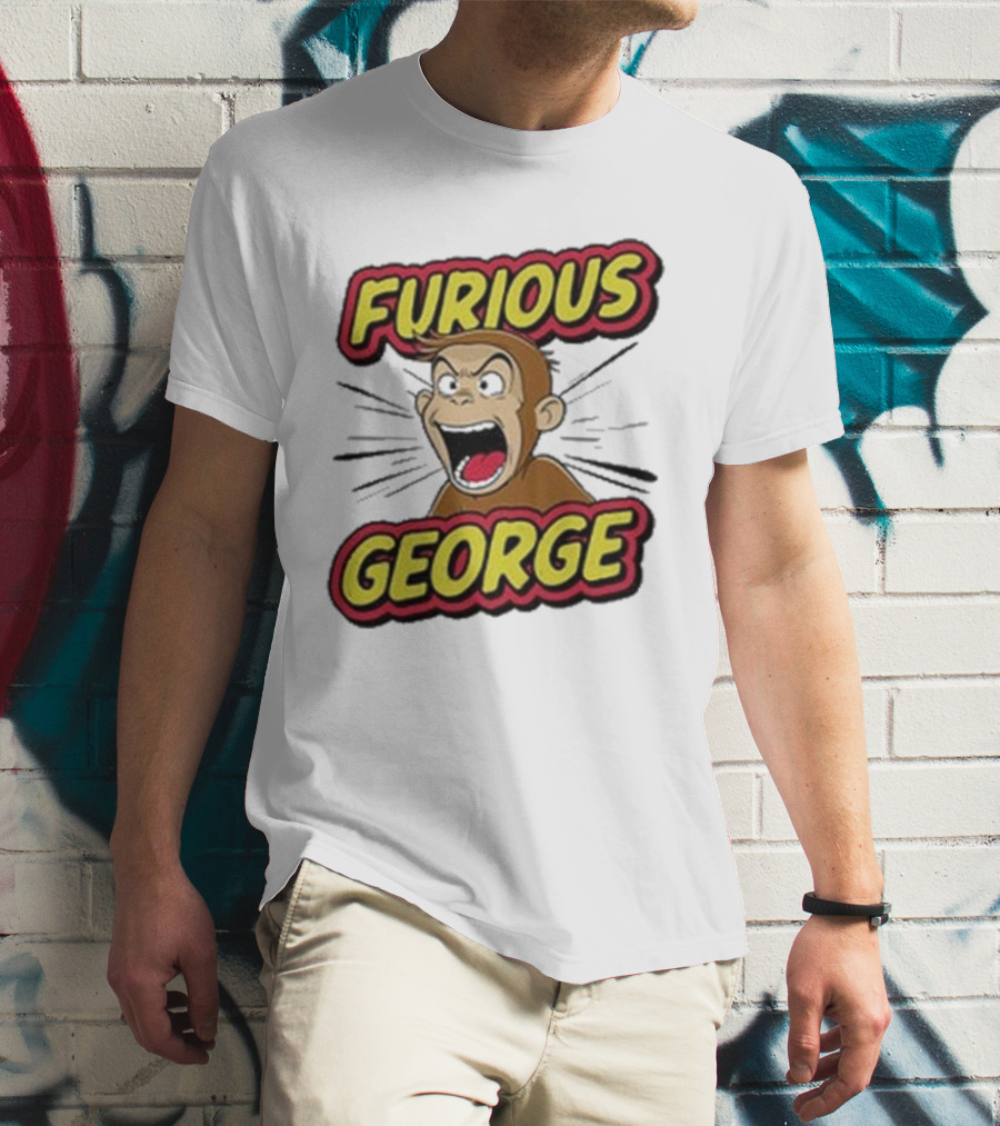 Furious George Monkey Shouting With Bold Comic T-Shirt