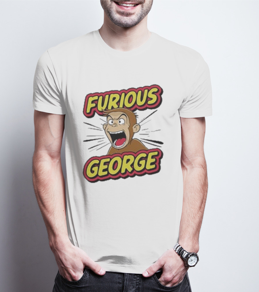 Furious George Monkey Shouting With Bold Comic T-Shirt
