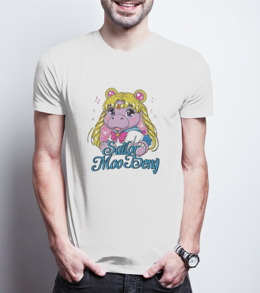 Sailor Moo Deng Hippo Anime T-Shirt