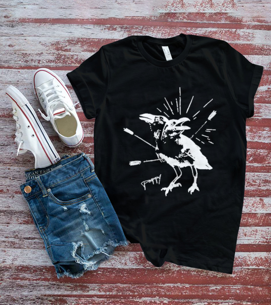 Impoppy Coward Birds Two-Headed Raven With Arrows T-Shirt