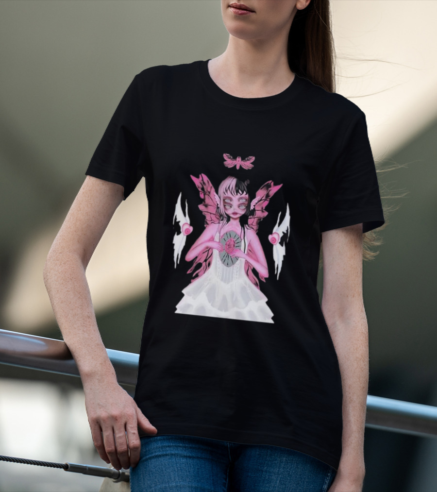 Melanie Martinez Portals Heart Pink Winged Character With Moth And Eyes T-Shirt