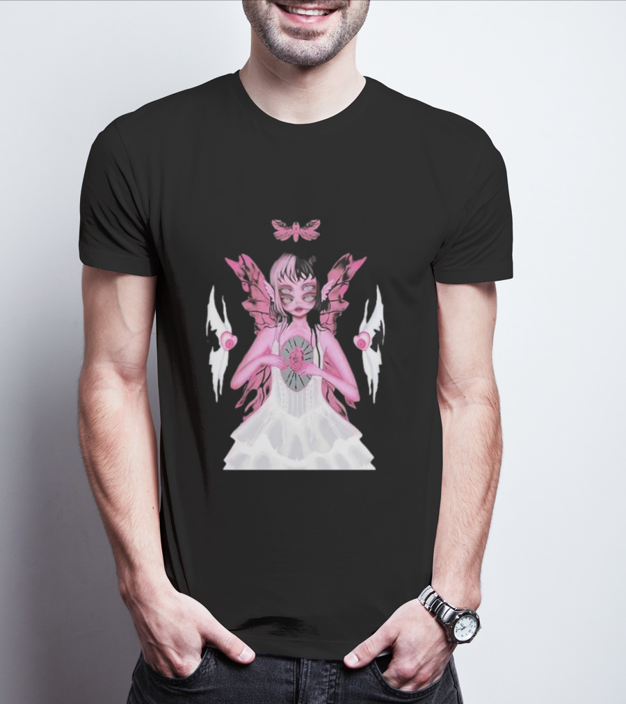 Melanie Martinez Portals Heart Pink Winged Character With Moth And Eyes T-Shirt