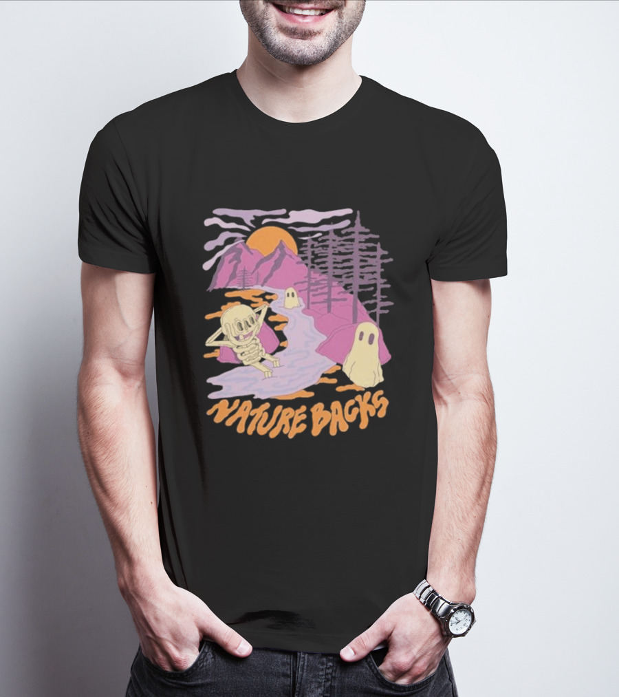 Nature Backs Sleepy Hollow Skeleton And Ghosts By Mountains And Forests T-Shirt