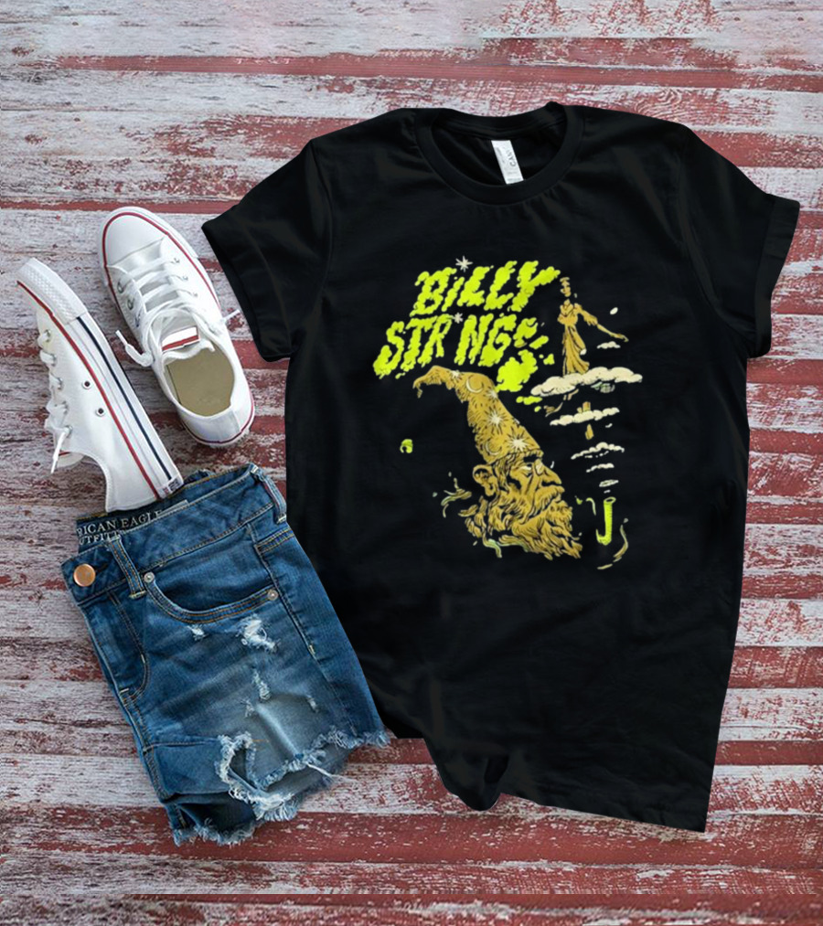Billy Strings Psychedelic Green Wizard Head With Clouds And Figure T-Shirt