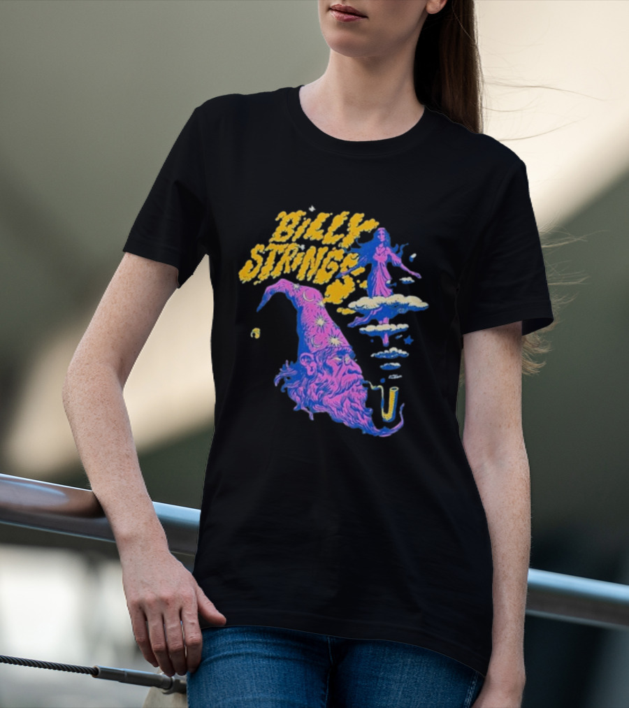 Billy Strings Wizard Head Psychedelic Clouds And Stars T-Shirt