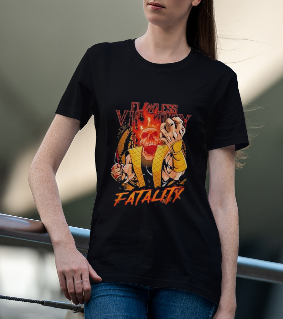Mortal Kombat Flawless Victory Fatality Skull Flame T-Shirt
