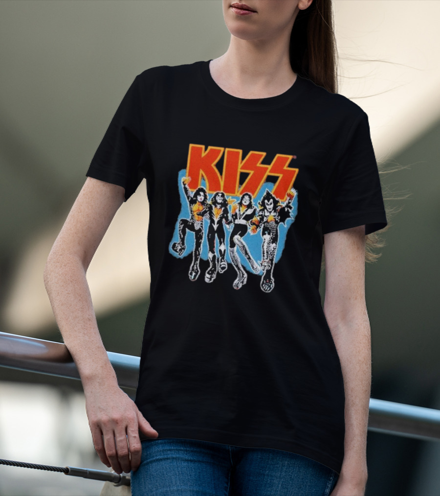 Kiss Destroyer Track List Black Band Members T-Shirt