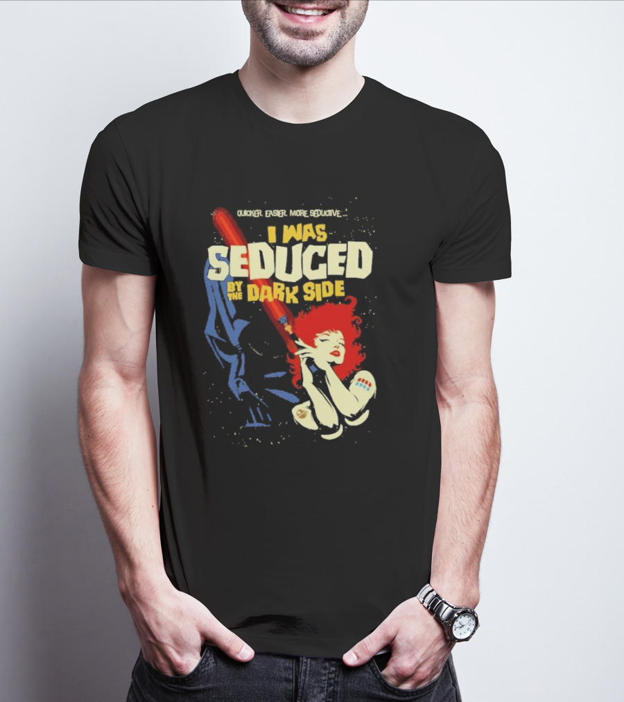 Quicker Easier More Seductive I Was Seduced By The Dark Side With Redhead Holding Lightsaber T-Shirt