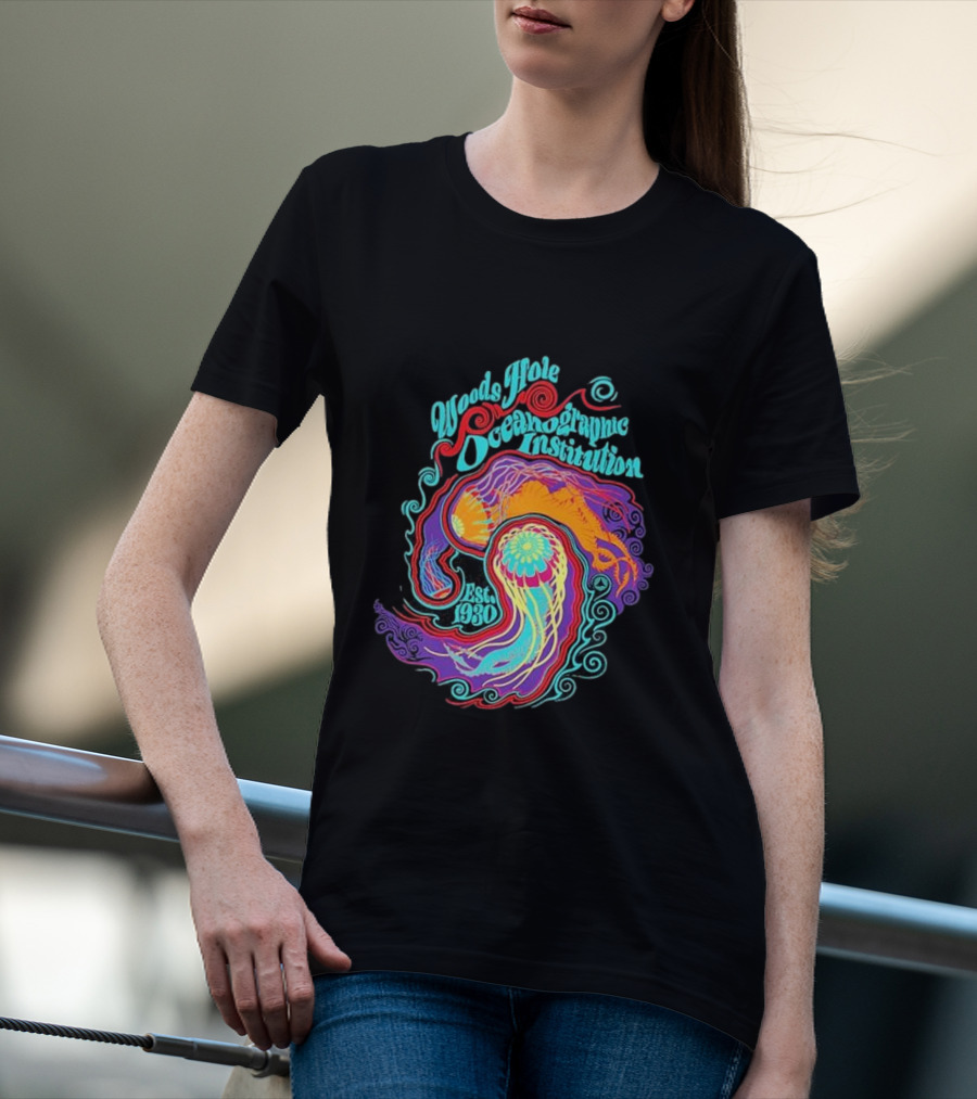 Woods Hole Oceanographic Institution Est 1930 Psychedelic Marine Swirl T-Shirt