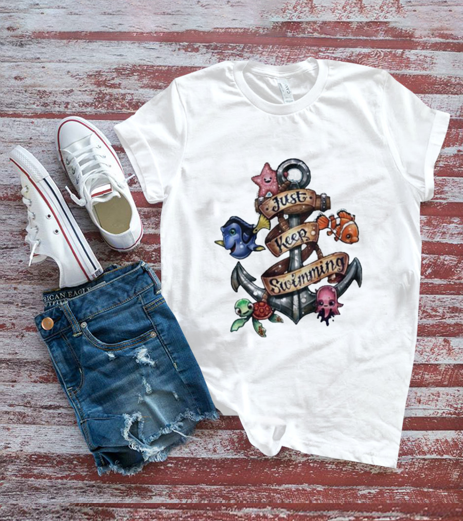 Just Keep Swimming Finding Nemo Anchor Ocean Scene T-Shirt