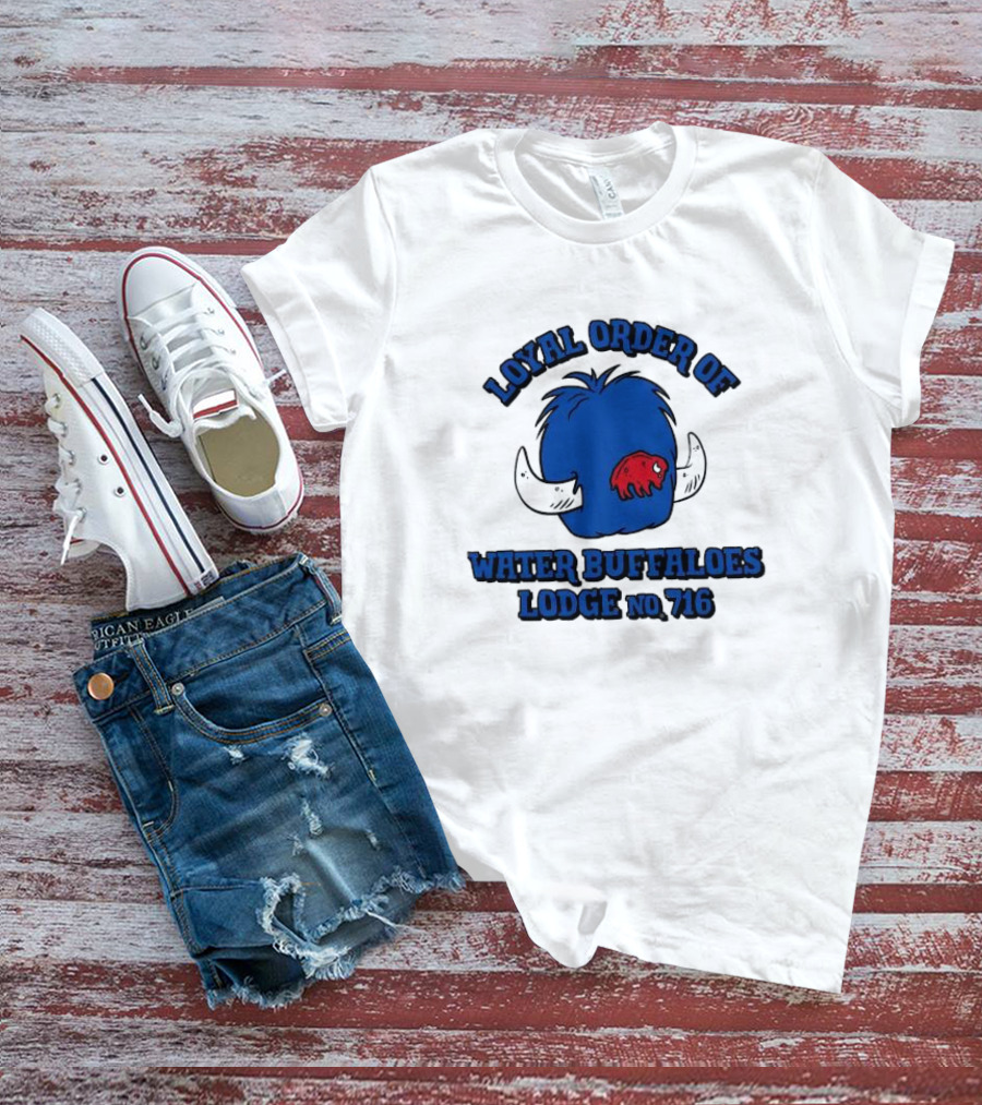Loyal Order Of Water Buffaloes Lodge No 716 Blue Buffalo Icon Red Emblem T-Shirt